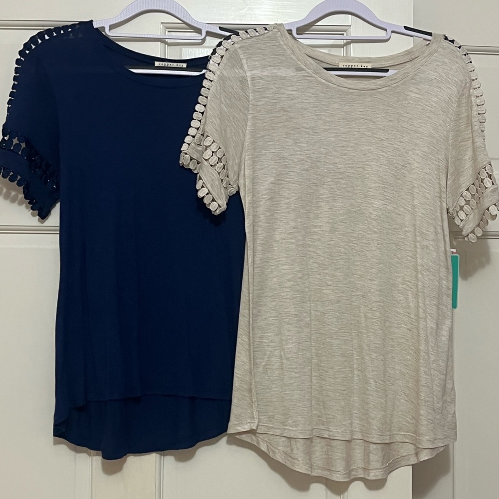 Blue and Beige Tops (2 included)